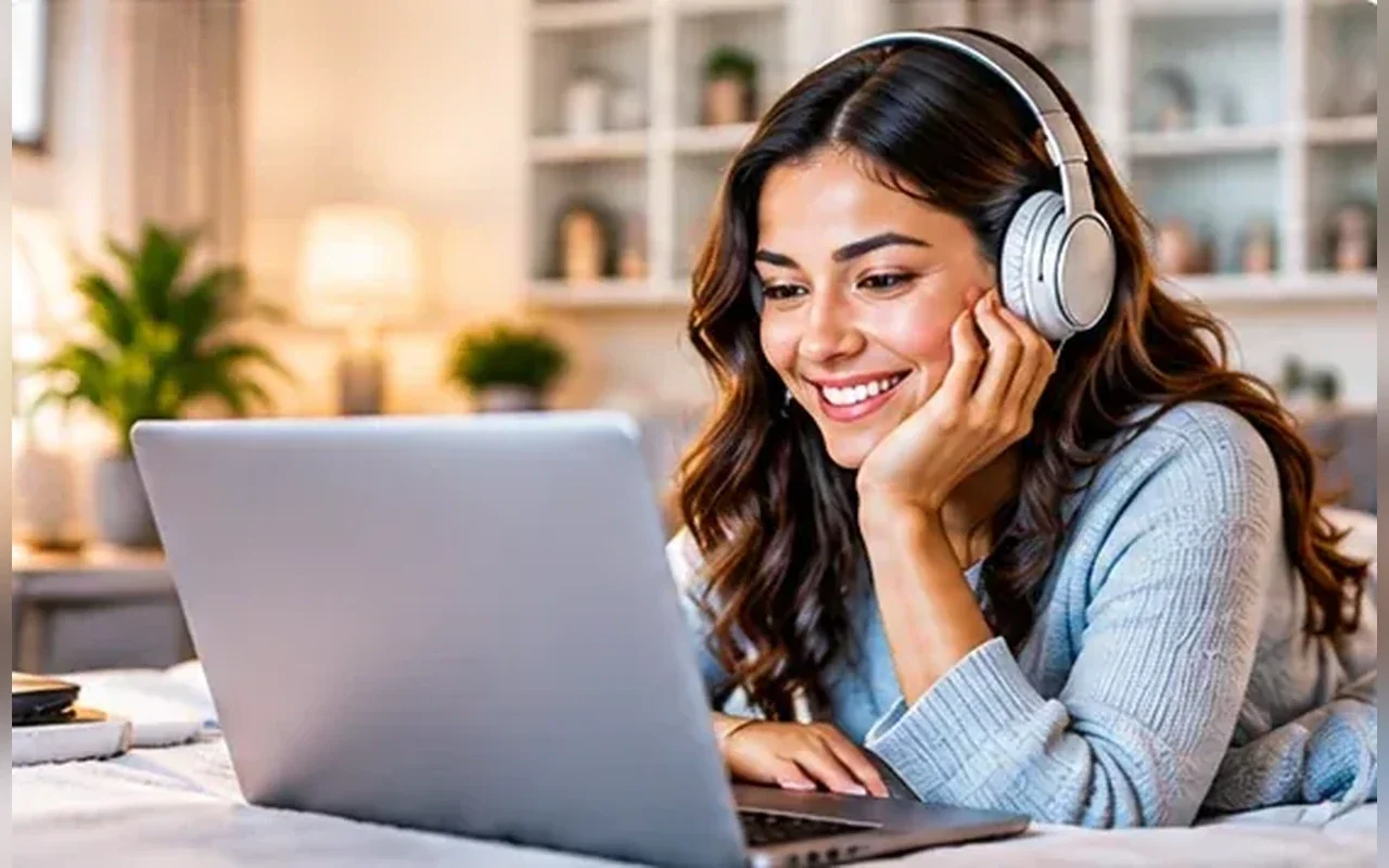 Person using the internet at home