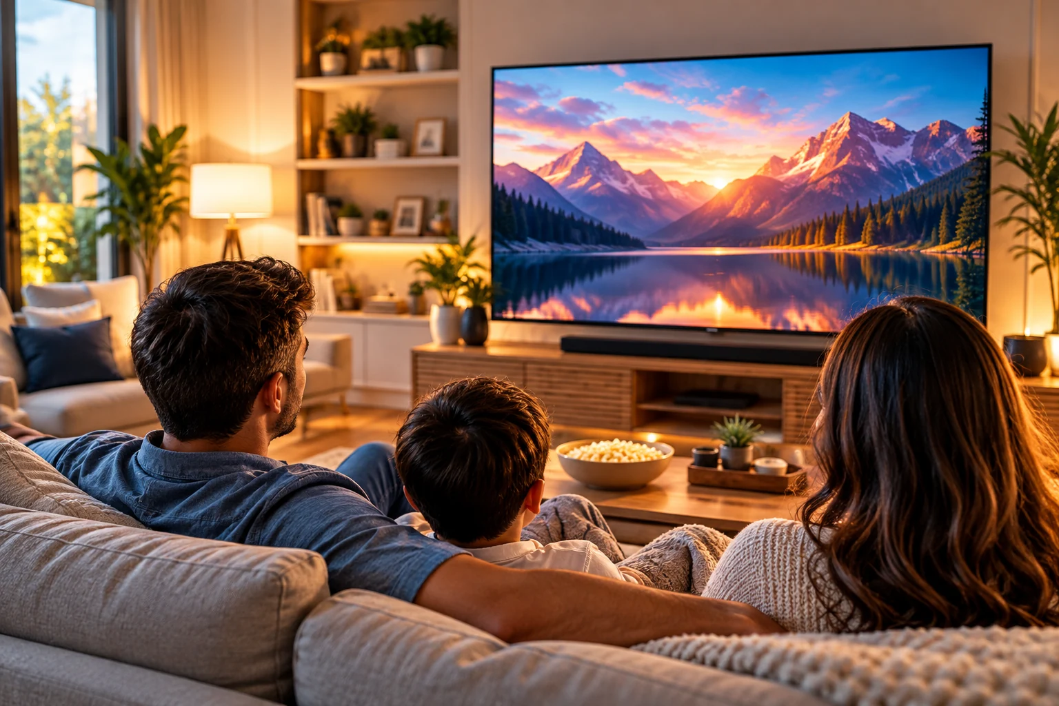 Family using home internet together
